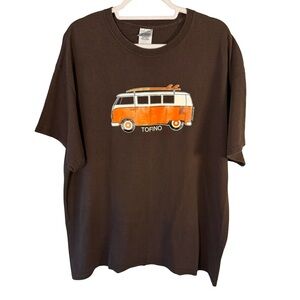 Gildan Tofino VW Graphic Brown Orange Unisex T-Shirt Size XL Surf Cotton Casual